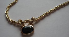 18k Yellow Gold Rolled Chain with Sapphire Pendant