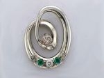 14k White Gold Pendant with Diamonds and Emeralds