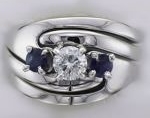 14k White Gold Ladies Wedding Set with Diamond & Sapphires